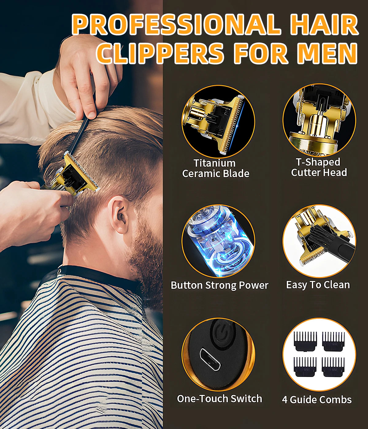 KIKIDO-Aparador de Cabelo Recarregável Masculina com Display LCD, Aparador T-Blade, Sem Fio, Zero Gap, Profissional, T18/19